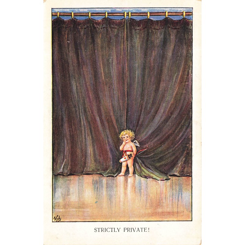 n°27829 - Ange - Modern Humour - Strictly Private - Cupidon devant un rideau