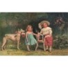 n°27838 - Carte Gaufrée - Fantaisie 7709 - Amitié Sincère - Chien près de deux enfants