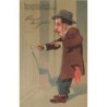 n°27847 - Carte Gaufrée - Prosit Neujahr - Homme ivre cherchant à mettre sa clé dans une serrure