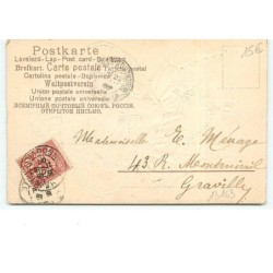 n°13163 - Carte Gaufrée - Chatte habillée portant un chapeau - Chat