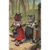 n°27851 - Illustrateur Arthur Thiele - Chats habillés près d'une fontaine