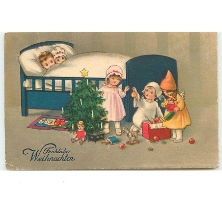 n°13166 - Fröhliche Weihnachten - Angelots décorant un sapin