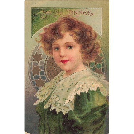 n°27861 - Carte Gaufrée - Clapsaddle - Bonne Année - Portrait d'un jeune enfant
