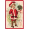 n°27866 - Carte Gaufrée - Nouvel An - Clapsaddle - Garçon portant un manteau de Père Noël
