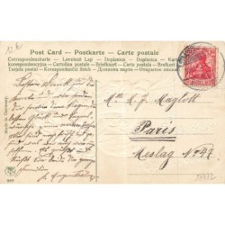 n°27872 - Carte Gaufrée - Fröhliche Neujahr - Grete Reinwald tenant un livre décoré de marguerites