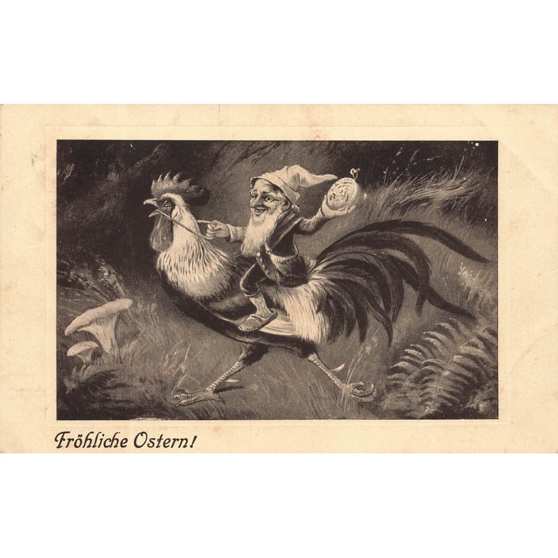 n°27875 - A. Thiele ? - Fröhliche Ostern - Nain sur un coq