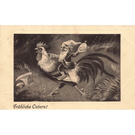 n°27875 - A. Thiele ? - Fröhliche Ostern - Nain sur un coq