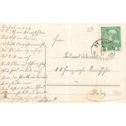 n°27883 - Carte Gaufrée - MSIB 14189 - Cupidon tenant un coeur au milieu de myosotis