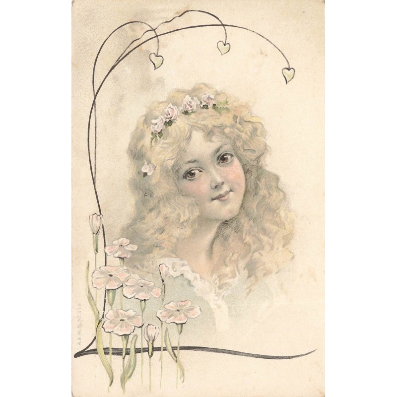 n°27889 - Art Nouveau - A & MB n°216 - Portrait d'une jeune femme