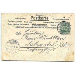 n°13174 - Carte Gaufrée - Fröhliche Weihnachten - Deux anges chuchotant