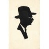 n°27895 - Silhouette - Homme de profil, portant un chapeau et des lunettes