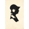 n°27896 - Silhouette - Femme de profil, portant une fleur sur son chapeau