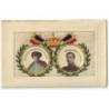 n°27904 - Fantaisie - Carte Brodée - Elisabeth l'héroique Reine des Belges, et le Roi Albert 1er de Belgique