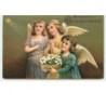 n°13177 - Carte Gaufrée - Gesegnete Weihnachten - Anges priant et apportant des fleurs