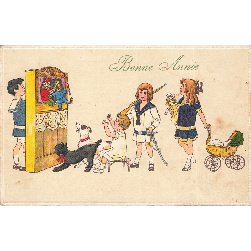 n°27919 - Nouvel An - Bonne Année - Enfants assistant à un spectacle de guignol