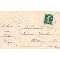 n°27924 - Carte Gaufrée - Nouvel An - Bonne Année - Deux Teckels tenant une enveloppe