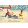 n°27948 - Noël - Fröhliche Weihnachten - Enfants, dont une fillette assise sur une luge