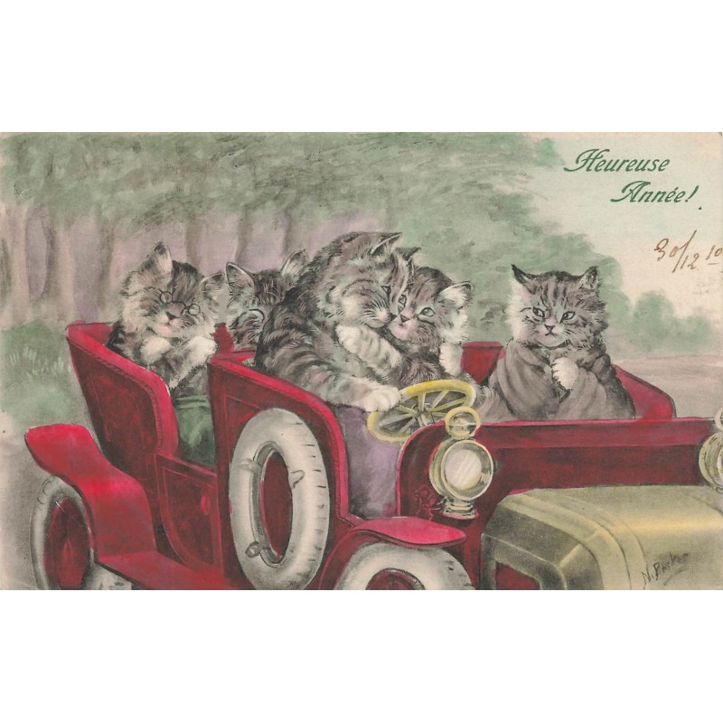 n°27969 - Nouvel An - N. Parker - Heureuse Année - MM Vienne n°558 - Chats dans une voiture