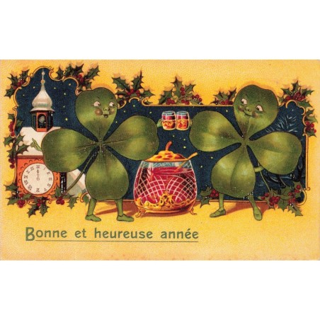 n°27974 - Baumgarten ? - Bonne et Heureuse Année - Trèfles humanisés trinquant