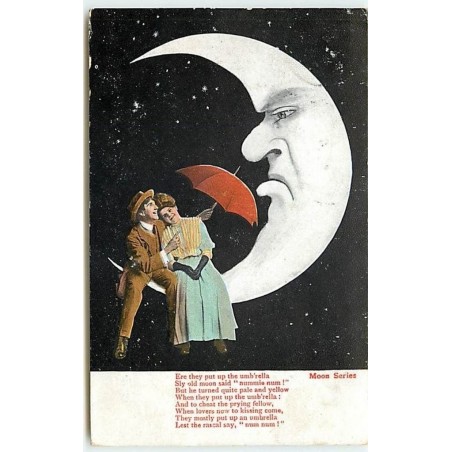n°13193 - Moon Series - Couple assis sur un croissant de lune - Surréalisme