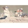 n°27978 - Nouvel An - Baumgarten - Fillettes près d'un bonhomme de neige