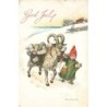 n°28023 - God Jul - Jenny Nyström - Fillette marchant près d'une chèvre à poil long