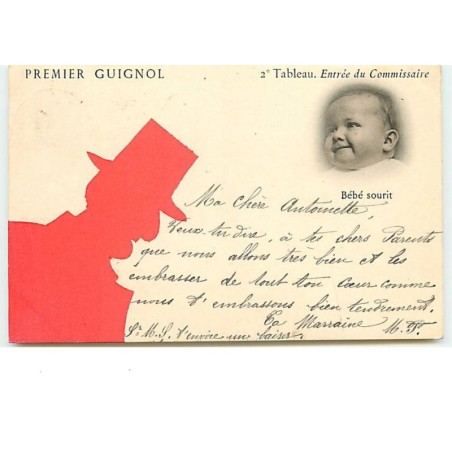 n°13215 - Premier Guignol - 2ème Tableau - Entrée du Commissaire - Bébé sourit