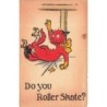 n°28042 - Fantaisie - Do you Roller Skate ? - Chat rouge avec patins à roulette tombé