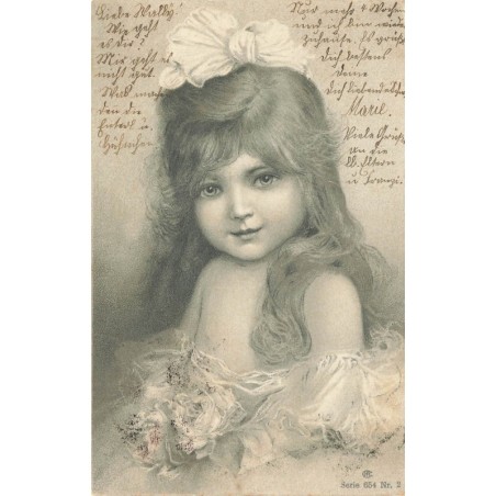n°28049 - Fantaisie - Fillette avec un noeud dans les cheveux