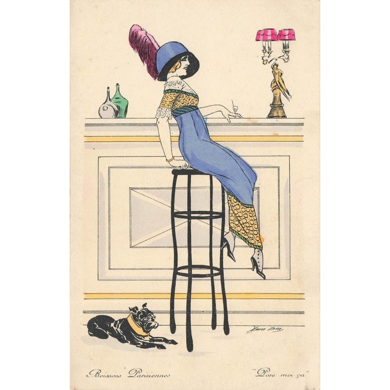n°28056 - Illustrateur Xavier Sager - Boissons Parisiennes - Pose-moi ça - Bouledogue français