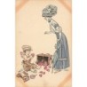 n°28058 - Illustrateur Herouard - Femme regardant cupidon réparant des coeurs