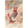 n°28069 - Bon Noël - Ange sur une luge tirée par des nains