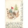 n°28073 - Noël - Jenny Nyström - God Jul - Nain berçant un bébé dans son berceau - chien
