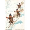 n°28078 - Nouvel An - Jenny Nyström - Gott Nytt är - Fillettes descendant sur des skis