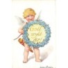 n°28079 - Nouvel An - Jenny Nyström - Gott nytte är - Cupidon portant une couronne de fleurs