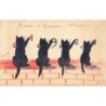n°28081 - Carte Peinte à la Main- Nouvel An - Bonne et Heureuse Année 1921 - Chats noirs