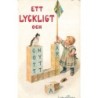 n°28085 - Nouvel An - Illustrateur Jenny Nyström - Gott nytt är - Fillette jouant avec des cubes - chat