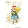 n°28086 - Jenny Nyström - Glad Fräsk - Fillette portant un bouquet de jonquille, suivie par des poussins