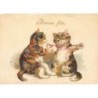 n°28096 - Animaux - Chat - Bonne Fête - Chats jouant avec un fil - Format 10,5 x 7,5 cm