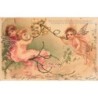 n°28097 - Carte avec Paillettes - Clapsaddle - Anges se téléphonant avec des fleurs