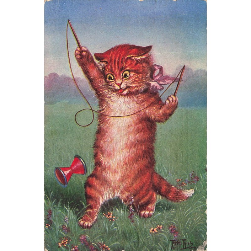 n°28107 - Illustrateur Arthur Thiele - Chat humanisé jouant au Diabolo