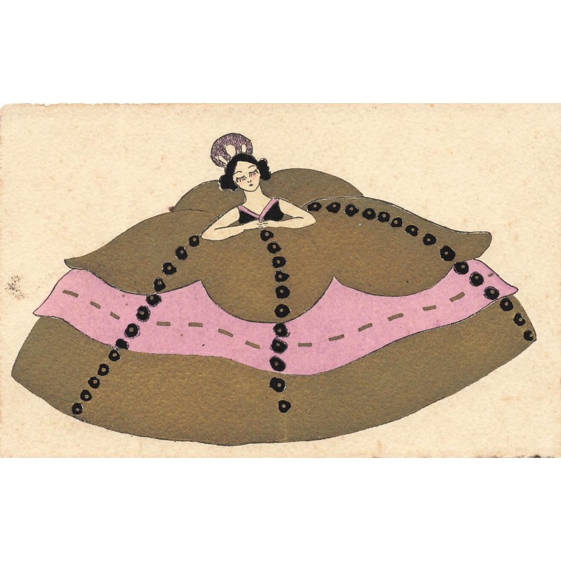 n°28108 - Illustrateur - Art Déco - Femme dormant, portant une robe très volumineuse