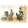 n°28114 - Pâques - Illustrateur Jenny Nyström - Glad Pask - Un coq,  une poule et des poussins humanisés