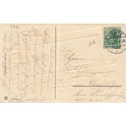 n°28117 - Carte Gaufrée - Nouvel An - Enfants tenant une toile avec un trèfle dessus