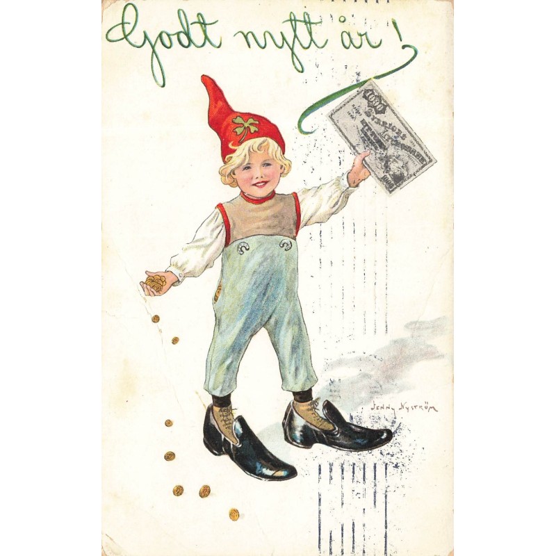 n°28127 - Jenny Nyström - Gott nytt är - Garçon portant des grandes chaussures