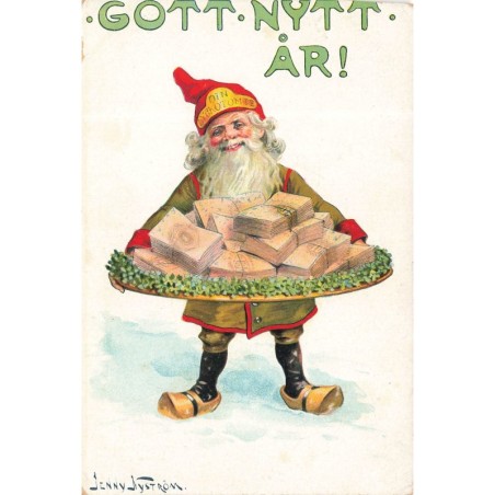 n°28128 - Jenny Nyström - Gott nytt är - Nain portant un pile de billet sur un plateau