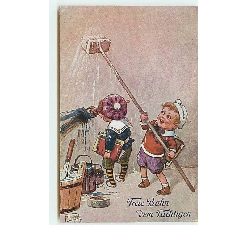 n°13354 - Thiele Arthur - Frei Bahn dem Tüchtigen - Enfants lavant un mur