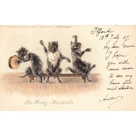 n°28138 - Faulkner & Co - Chats humanisés avec castagnettes et tambourin - The Frisky Minstrels