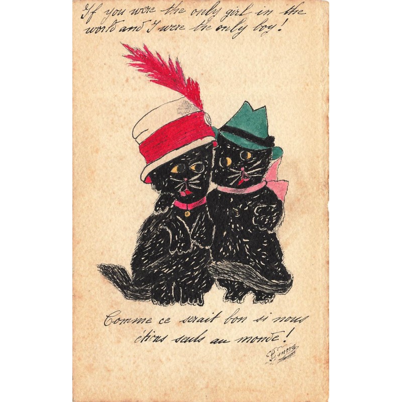 n°28142 - Animaux - Simone - Couple de chats noirs humanisés