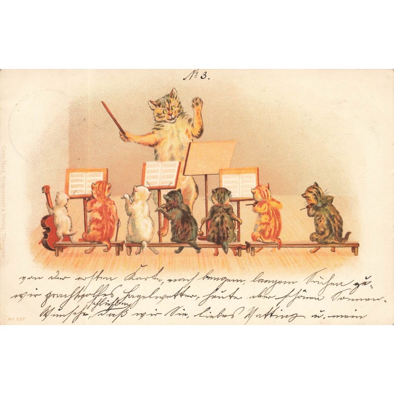 n°28144 - Animaux - Style Wain - Chats humanisés et leur chef d'orchestre